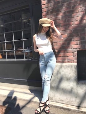 「LIPSERVICE（リップサービス）のアイテム（帽子）」を使った、あやちゃるさんさん（レディース・163cm）の春コーディネート