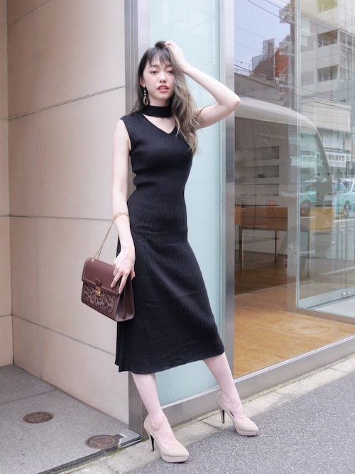 1年保証 Mari Am I ハウンドトゥース ミディ丈 タイト ワンピース ニット ワンピース 0 Free Raffles Mn