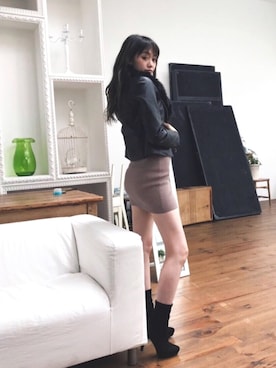 「LIPSERVICE（リップサービス）のアイテム（ライダースジャケット）」を使った、あやちゃるさんさん（レディース・163cm）の秋コーディネート