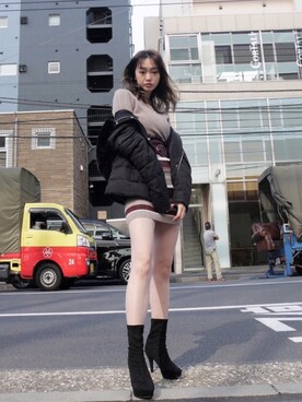 「LIPSERVICE（リップサービス）のアイテム（ダウンジャケット/コート）」を使った、あやちゃるさんさん（レディース・163cm）の秋コーディネート