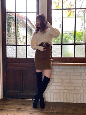「ニーハイブーツ」｜あやちゃるさんさん（レディース・163cm）の冬コーディネート