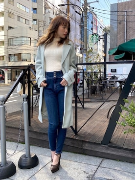 「LIPSERVICE（リップサービス）のアイテム（ステンカラーコート）」を使った、あやちゃるさんさん（レディース・163cm）の冬コーディネート