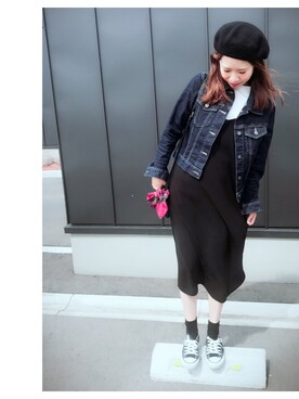 「ADAM ET ROPE'（アダムエロペ）のアイテム（ハンチング/ベレー帽）」を使った、kana.rさん（レディース・161cm）の春コーディネート