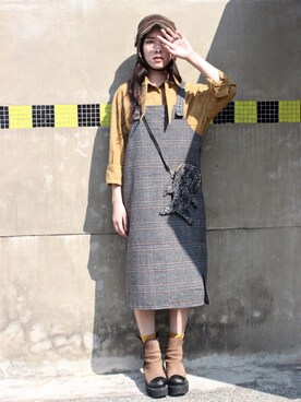 「アイテム（ドレス、グレー系）」を使った、Évéraさん（レディース・162cm）の春コーディネート