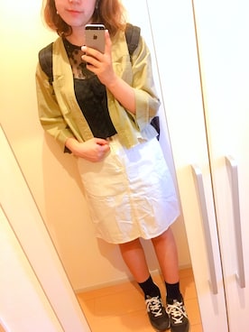 「Crisp（クリスプ）のアイテム（ノーカラージャケット）」を使った、aya⁑さん（レディース・166cm）の夏コーディネート