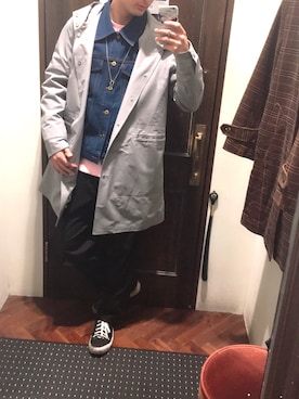 「冬服コーデ」｜「アイテム（デニムジャケット）」を使った、あんしゅーさん（メンズ・177cm）の冬コーディネート