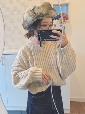「Alpha Industries（アルファインダストリーズ）のアイテム（キャップ）」を使った、めそさん（レディース・157cm）の冬コーディネート