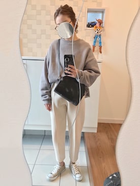 「ボンディングパンツ」｜めそさん（レディース・157cm）の冬コーディネート