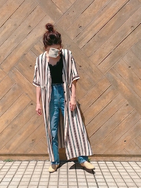 「レースタンク」｜「アイテム（シャツワンピース）」を使った、めそさん（レディース・157cm）の春コーディネート