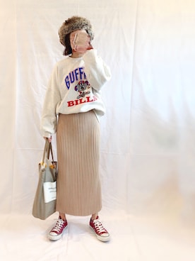 「Alpha Industries（アルファインダストリーズ）のアイテム（キャップ）」を使った、めそさん（レディース・157cm）の冬コーディネート