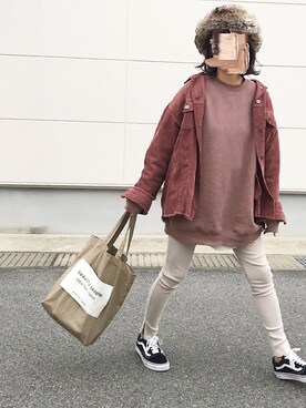 「Alpha Industries（アルファインダストリーズ）のアイテム（キャップ）」を使った、めそさん（レディース・157cm）の冬コーディネート
