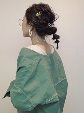 「オリーブ」｜「アイテム（ヘアアクセサリー）」を使った、めそさん（レディース・157cm）の春コーディネート