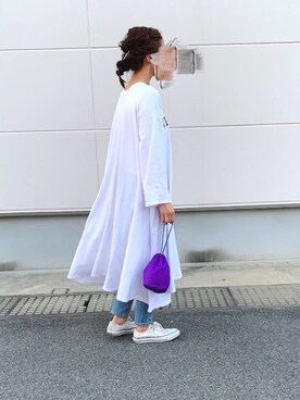 「アイテム（ポーチ）」を使った、めそさん（レディース・157cm）の春コーディネート