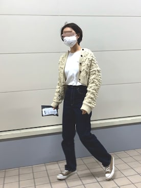 「ハイウエストストレートジーンズ」｜めそさん（レディース・158cm）の冬コーディネート