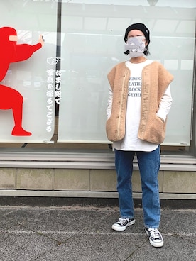 「CONVERSE（コンバース）のconverse（コンバース） ALL STAR OX（オールスターOX）（スニーカー）」を使った、めそさん（レディース・158cm）の冬コーディネート