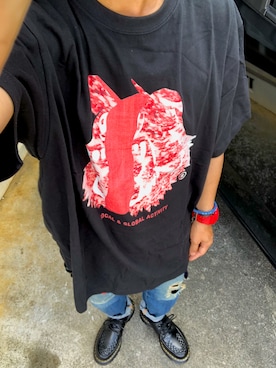「ROLLING CRADLE（ローリングクレイドル）のアイテム（Tシャツ/カットソー）」を使った、tarkyotyeeさん（メンズ・173cm）の夏コーディネート