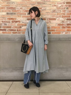 「アイテム（シャツワンピース）」を使った、saeさん（レディース・151cm）の冬コーディネート