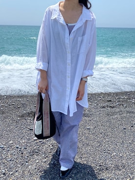「PETIT BATEAU（プチバトー）のアイテム（キャミソール）」を使った、mameさん（レディース・159cm）の夏コーディネート