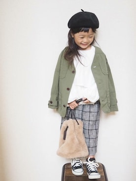 「GLOBAL WORK（グローバルワーク）のアイテム（帽子）」を使った、cocomaru.さん（キッズ・100cm）の秋コーディネート