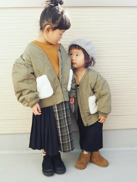 「Right-on（ライトオン）のアイテム（ブルゾン）」を使った、cocomaru.さん（キッズ・100cm）の秋コーディネート