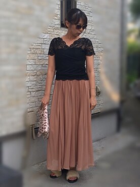 「アイテム（フィギュア、ブラック系）」を使った、Kiiさん（レディース・166cm）の夏コーディネート