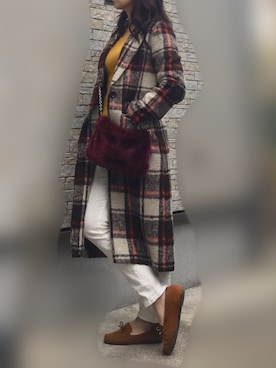 「CECIL McBEE（セシルマクビー）のアイテム（チェスターコート）」を使った、Kiiさん（レディース・166cm）の冬コーディネート