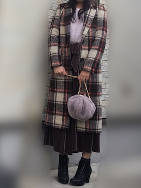 「CECIL McBEE（セシルマクビー）のアイテム（チェスターコート）」を使った、Kiiさん（レディース・166cm）の冬コーディネート