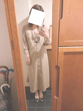 「同色コーデ」｜「アイテム（オールインワン・サロペット）」を使った、きろくようさん（レディース・155cm）の春コーディネート