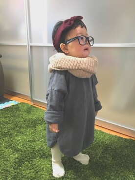 「1歳3ヶ月」｜「アイテム（スウェット）」を使った、HONO❤︎さん（キッズ・80cm）の冬コーディネート