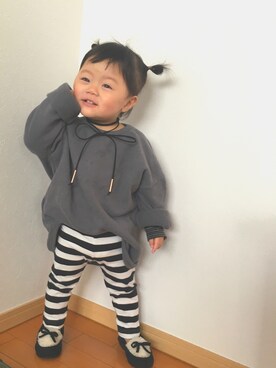「アイテム（モカシン/デッキシューズ）」を使った、HONO❤︎さん（キッズ・80cm）の冬コーディネート