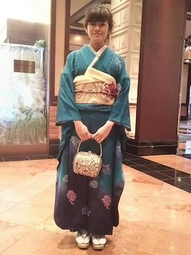 「バラ柄」｜「アイテム（その他）」を使った、SHIHOさん（レディース・161cm）の冬コーディネート