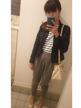 「ヘアアレンジ」｜「アイテム（ブルゾン）」を使った、SHIHOさん（レディース・161cm）の春コーディネート