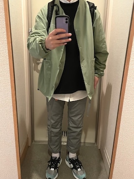 「DISCOAT（ディスコート）のアイテム（セットアップ）」を使った、tAKEHIrOさん（メンズ・172cm）の春コーディネート