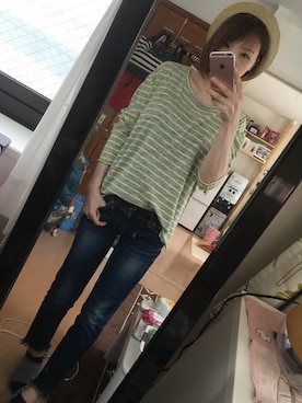 「お散歩」｜「アイテム（ハンチング/ベレー帽）」を使った、☺︎723さん（レディース・156cm）の春コーディネート