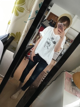 「Ungrid（アングリッド）のインディゴフレイドヘムストスリ（デニムパンツ）」を使った、☺︎723さん（レディース・156cm）の春コーディネート