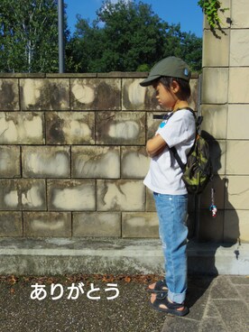 「FORK&SPOON（フォークアンドスプーン）のアイテム（帽子）」を使った、DRAGONBOYさん（キッズ・120cm）の秋コーディネート