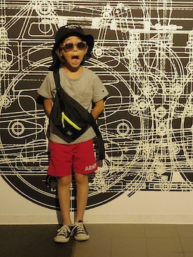 「Herschel Supply（ハーシェルサプライ）のアイテム」を使った、DRAGONBOYさん（キッズ・120cm）の夏コーディネート