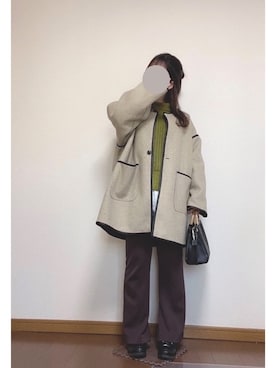 ロングスリーブ ニット風トップス ストリート系 ゆるコーデ ロングスリーブニットトップスを使った人気ファッション