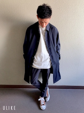 「アイテム（ステンカラーコート）」を使った、シナショーさん（メンズ・170cm・20代）の春コーディネート