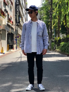 「1sin（イッシン）のアイテム」を使った、なじーさん（メンズ・167cm）の春コーディネート