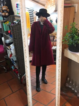 「red」｜「アイテム（ダウンジャケット/コート）」を使った、VALERIEEEEEさん（レディース・159cm）の冬コーディネート