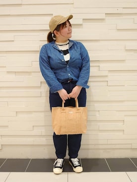 「USAコットン」｜「アイテム（キャップ）」を使った、coen みー子さん（レディース・162cm）の春コーディネート