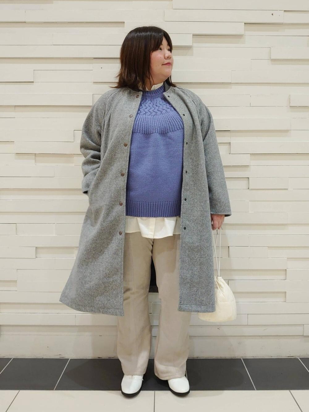 coen（コーエン）の「ヘリンボーンスポーツロングコート（ノーカラー