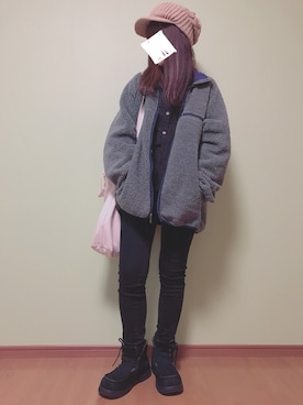 「ニットキャップ」｜Nさん（レディース・158cm・10代）の冬コーディネート