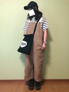 「Samansa Mos2 blue（サマンサモスモスブルー）のアイテム（オールインワン・サロペット）」を使った、Nさん（レディース・158cm）の夏コーディネート