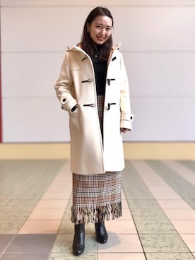 「green label relaxing（グリーンレーベルリラクシング）のアイテム（ダッフルコート）」を使った、Rikakoさん（レディース・160cm）の冬コーディネート