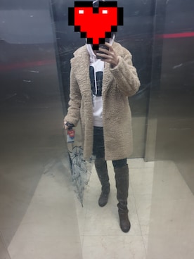 「アイテム（ダウンジャケット/コート、ベージュ系）」を使った、Elena30453724さん（レディース・158cm）の冬コーディネート