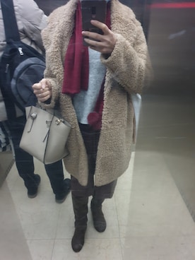 「アイテム（ダウンジャケット/コート、ベージュ系）」を使った、Elena30453724さん（レディース・158cm）の春コーディネート