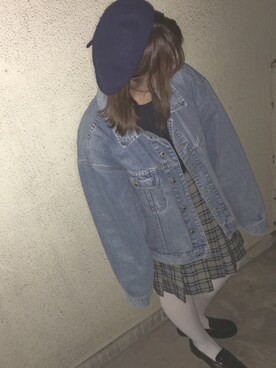 「POU DOU DOU（プードゥドゥ）のアイテム（ハンチング/ベレー帽）」を使った、のっかさん（レディース・153cm）の冬コーディネート