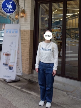 「韓国旅行」｜「アイテム（Tシャツ/カットソー）」を使った、srinさん（レディース・163cm）の春コーディネート
